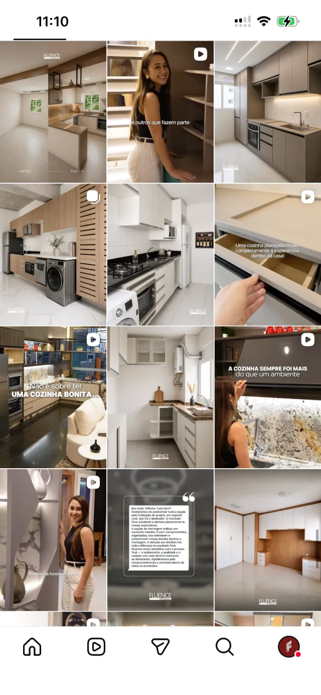 Feed de Instagram da Fluence Móveis Planejados criado pela Yet Agência