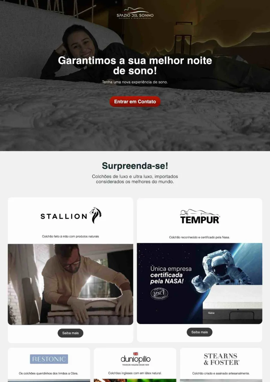 Site para loja de colchões importados
