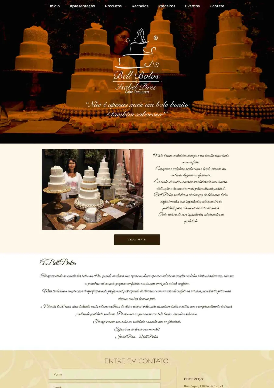 Site para confeitaria artesanal de bolos