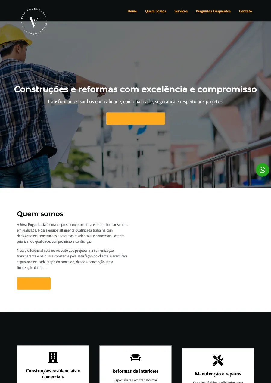 Site para empresa de engenharia, construções e reformas