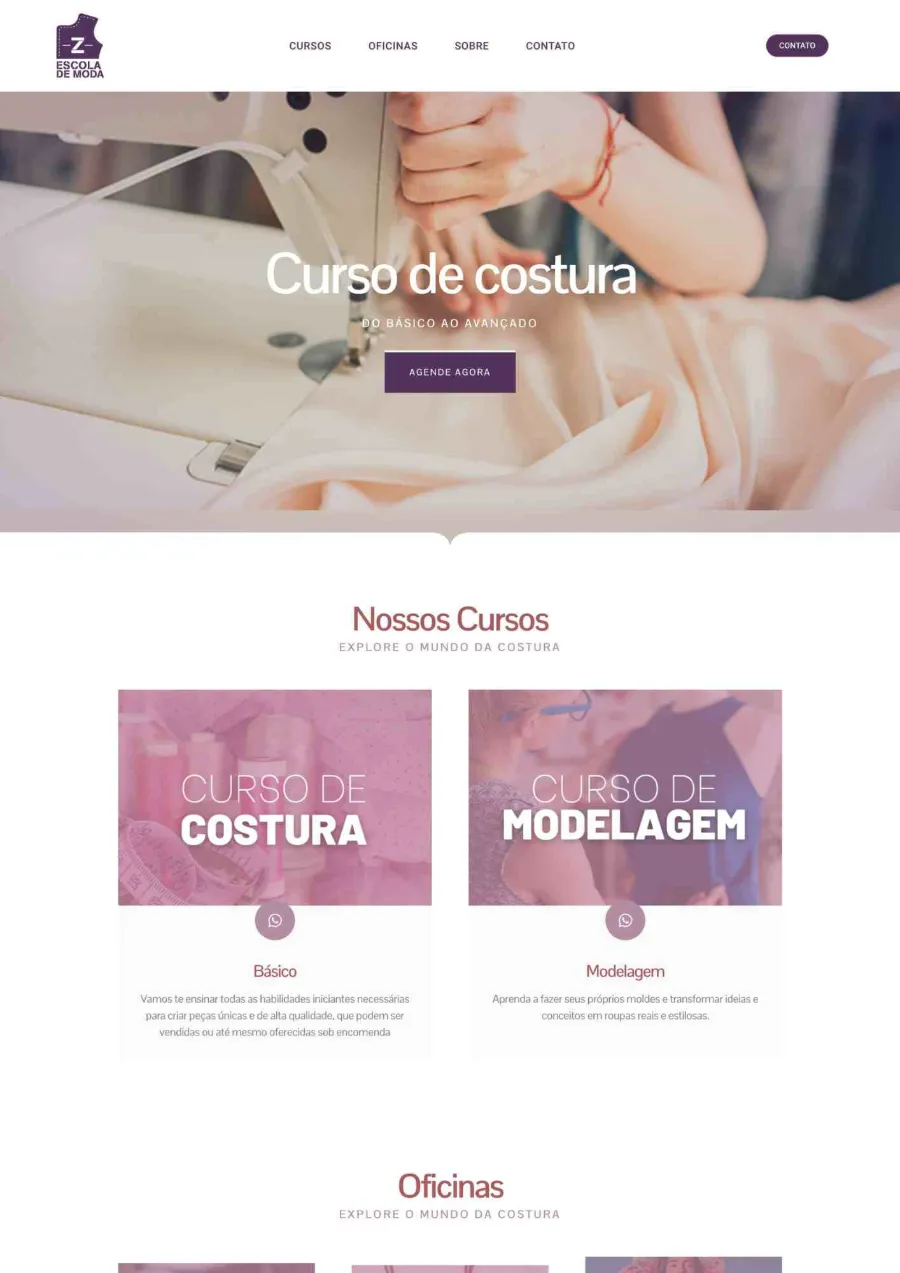 Site para escola de costura e modelagem