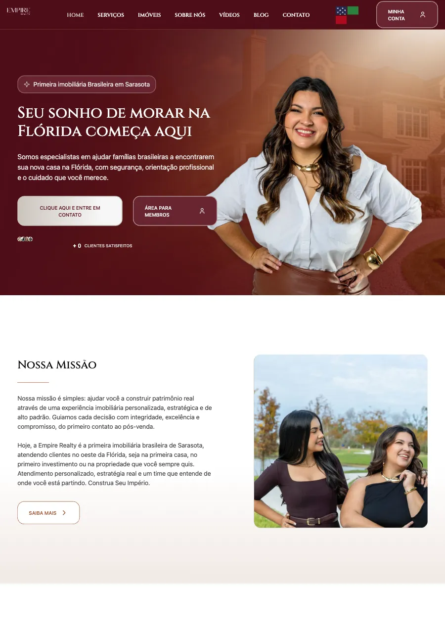 Site para imobiliária brasileira na Flórida