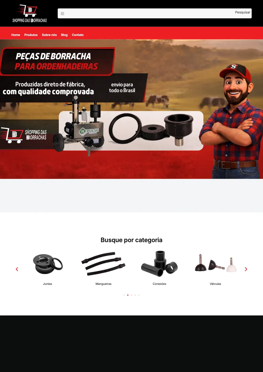 Loja virtual de peças de borracha para ordenhadeira