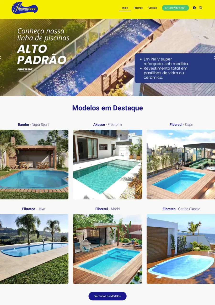 Site para loja de piscinas de alto padrão