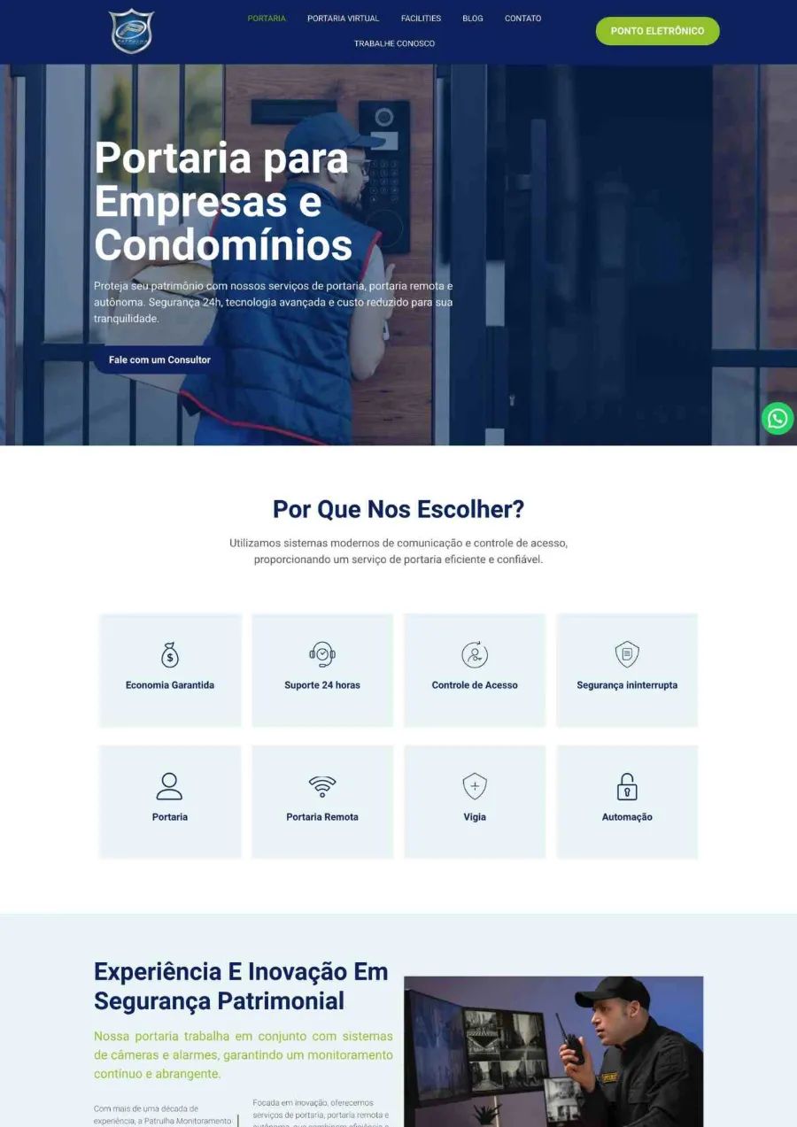 Site para empresa de portaria e segurança patrimonial