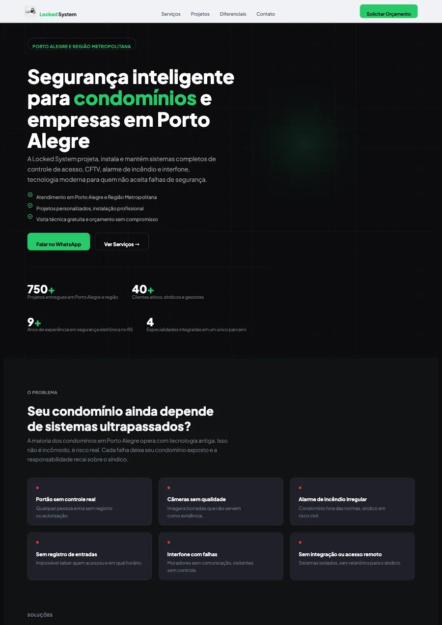 Site para empresa de segurança eletrônica no celular