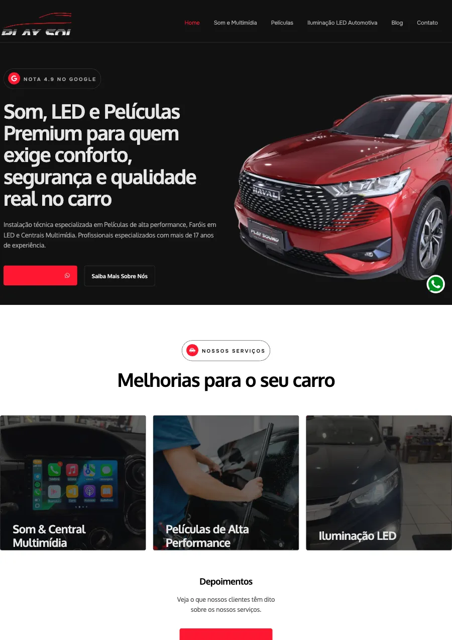 Site para loja de som e acessórios automotivos em Porto Alegre